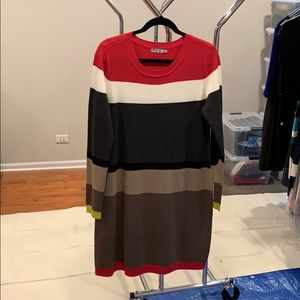 Sweater dress with elbow patches
